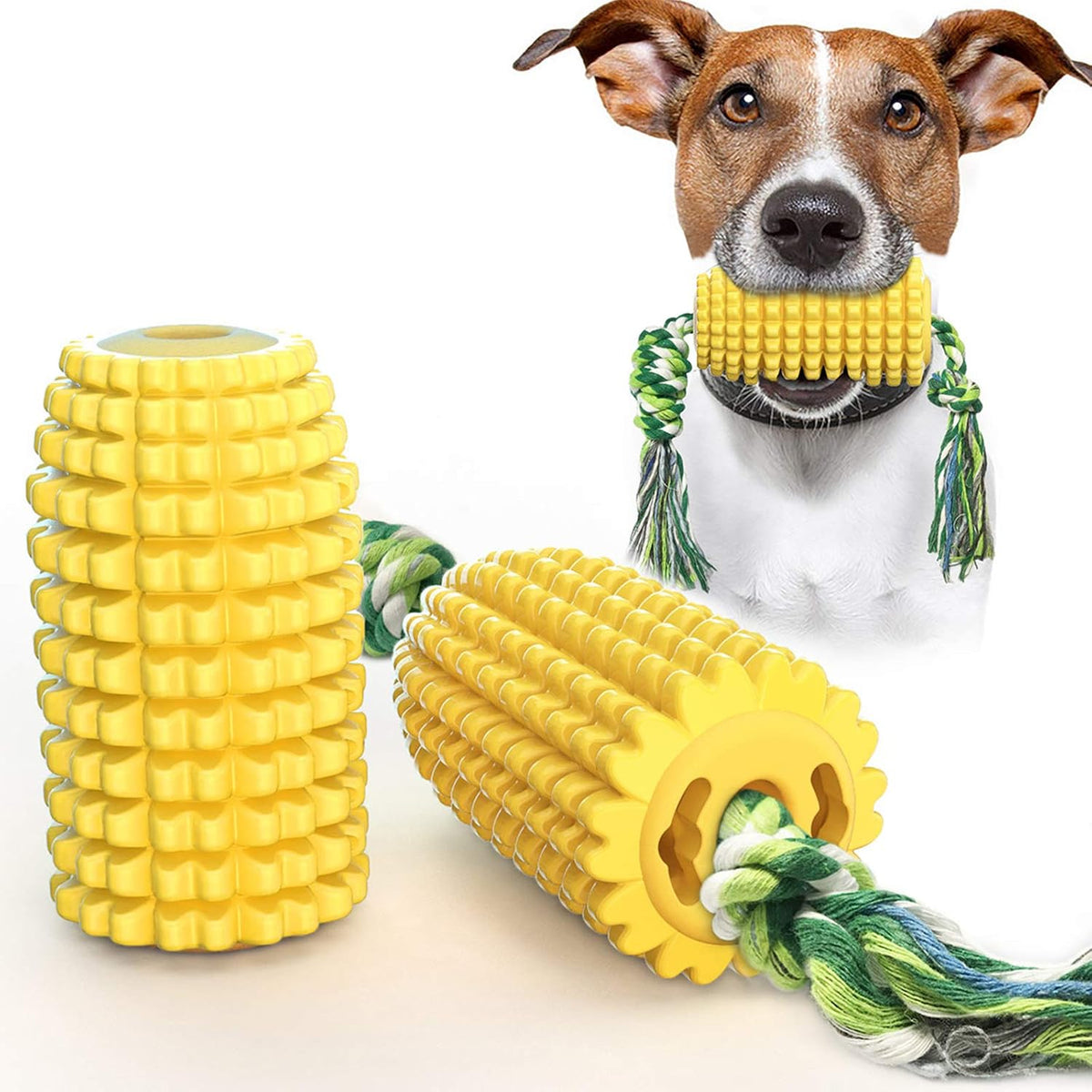 Carllg Dog Chew Toys for Aggressive Chewers, Indestructible Tough Dog Toys | Durable Squeaky Interactive Puppy Teeth Chew Corn Stick Toy for Small Medium Large Breed