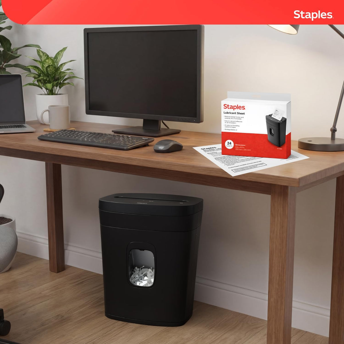 Staples Shredder Lubricant Sheets, Reduces Friction & Noise, 24-Pack
