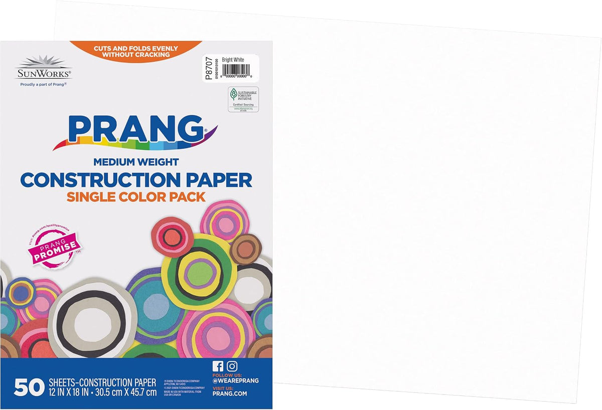 Prang (Formerly SunWorks) Construction Paper, 10 Assorted Colors, 12" x 18", 50 Sheets