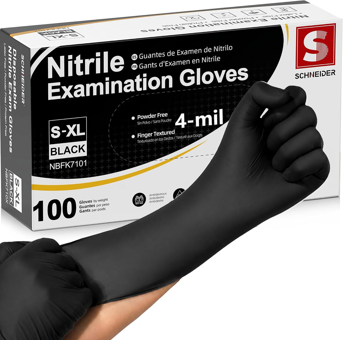 Schneider Nitrile Gloves, Gloves Disposable Latex Free, Powder Free
