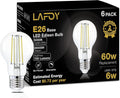 Lafoy A19 Amber Edison Bulbs, Dimmable E26 LED 60 Watt Equivalent 6 Pack