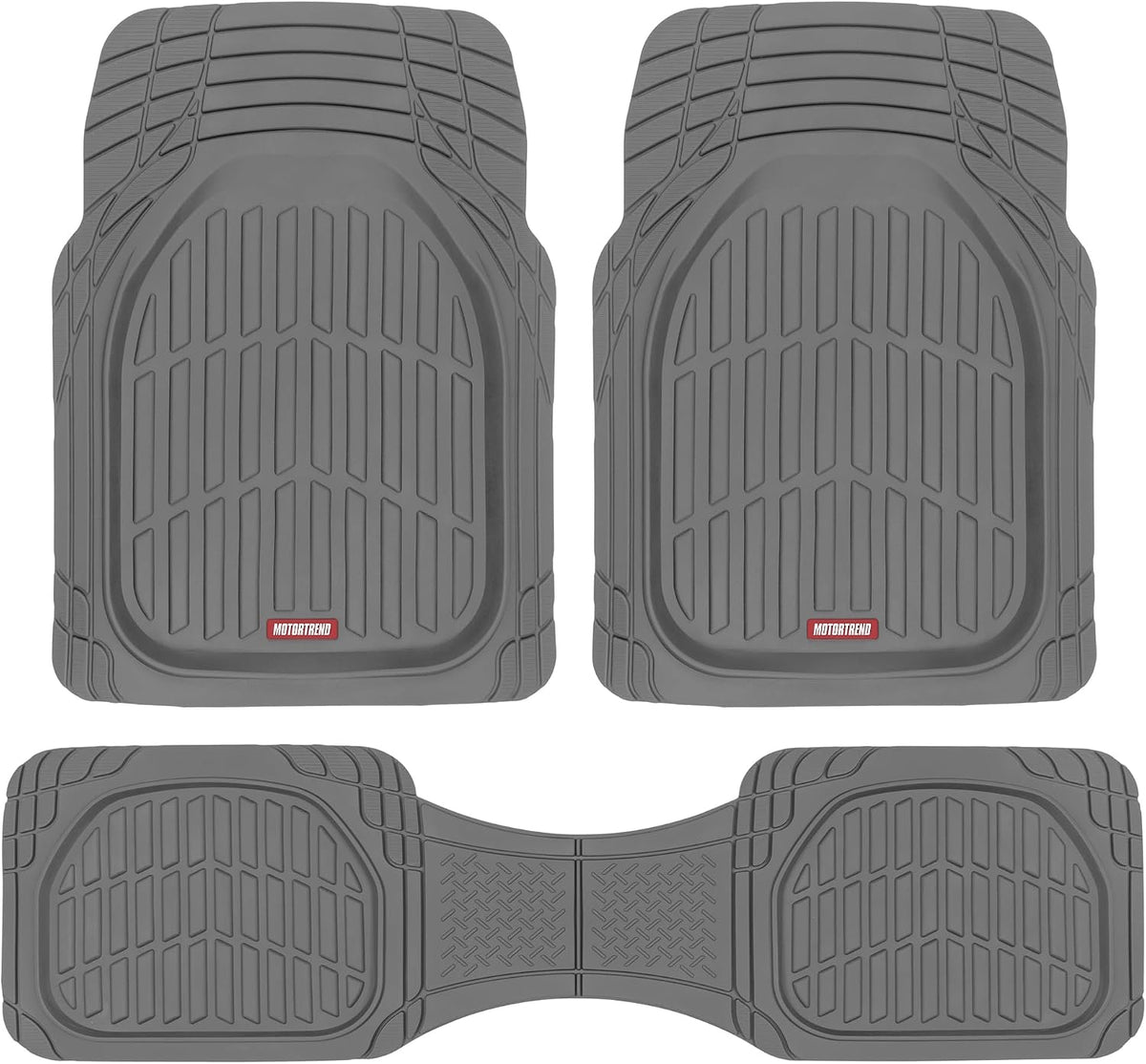 Motor Trend FlexTough Floor Mats for Cars, Black Deep Dish All-Weather Car Mats, Waterproof Trim-to Fit Automotive Floor Mats for Cars Trucks SUV, Universal Floor Liner Car Accessories