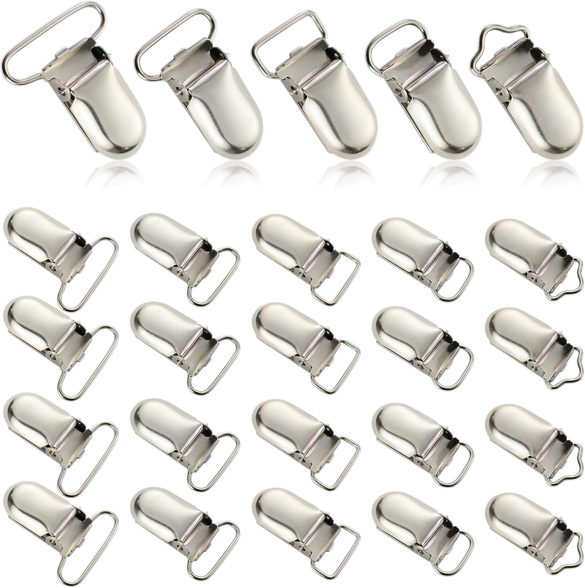 25 PCS 1" Suspender Clips Metal Pacifier Clip Holder