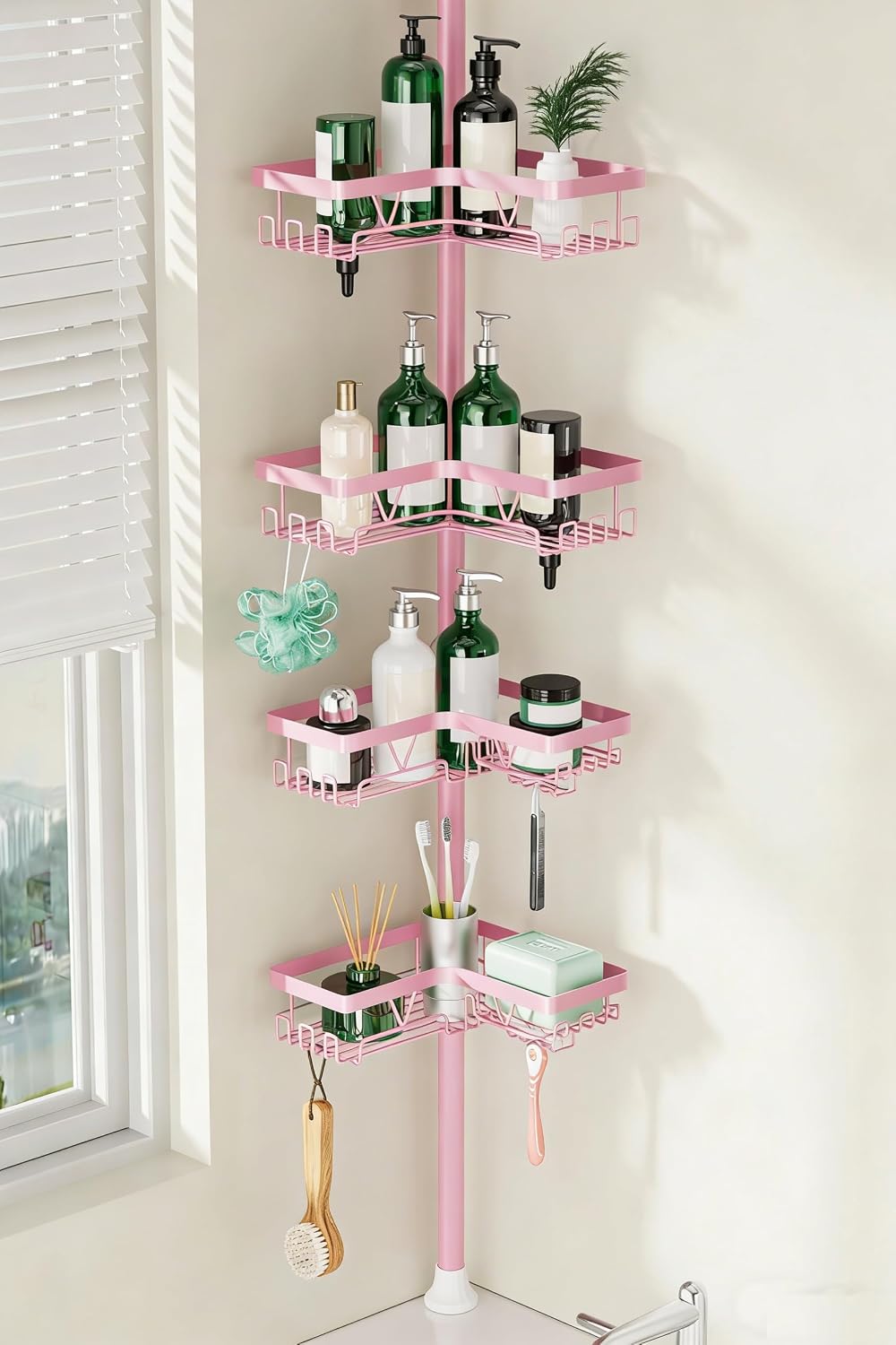 DAOYA Corner Shower Caddy Tension Pole 4 Tier Shower Caddy Organizer Black