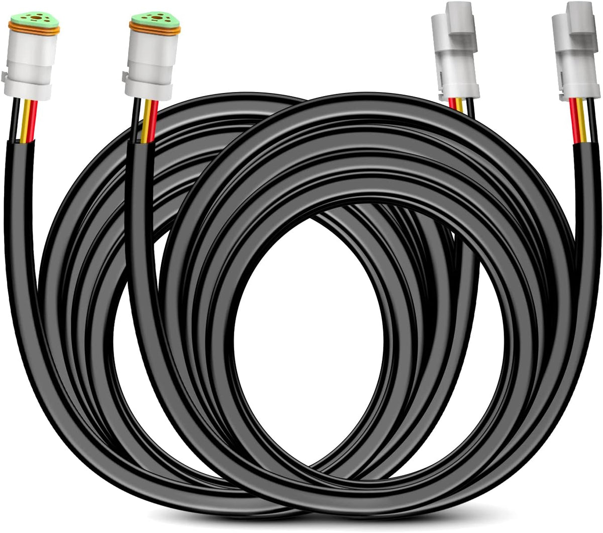 Nilight 2PCS 16 AWG 10 Feet Wiring Harness Extension Kit for LED Work Light Bar Led Pods Off Road Lights Driving Fog Light Boat Lighting, 2 Years Warranty,black