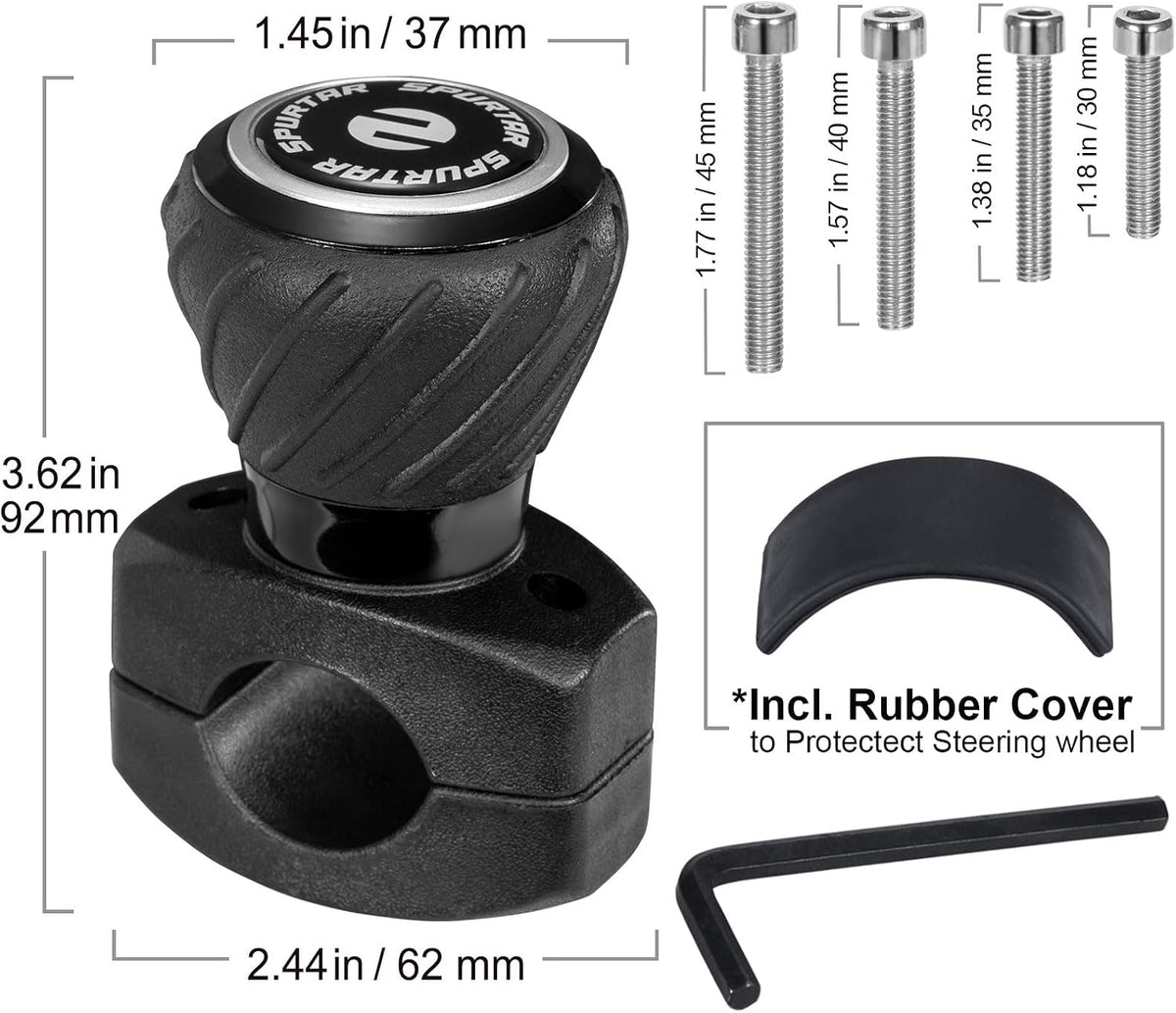 Spurtar Steering Wheel Knob, Universal Car Suicide Knob Power Handle Spinner Fit for Steering Wheel, Cars, Semi Truck, Forklifts, Tractors, Boat, and Golf Cart – Black