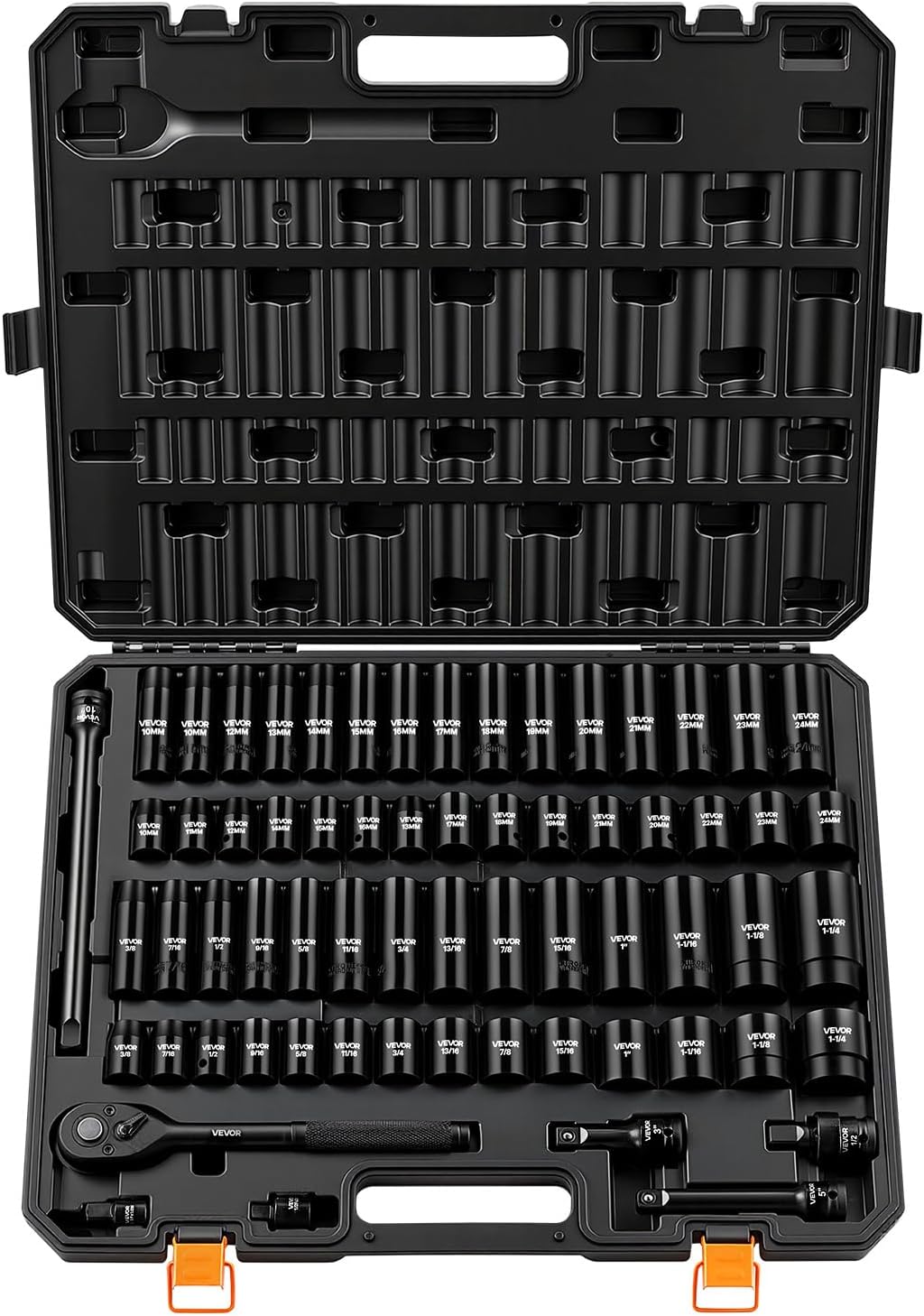 VEVOR 3/8" Drive Impact Socket Set, 50-Piece, Deep & Shallow Kit