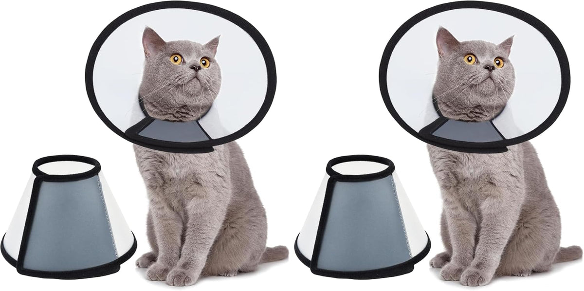 Vivifying Cat Cone, Adjustable Recovery Pet Cone, Three Sizes Lightweight Plastic Elizabethan Collar for Cats, Mini Dogs and Rabbits (Black)