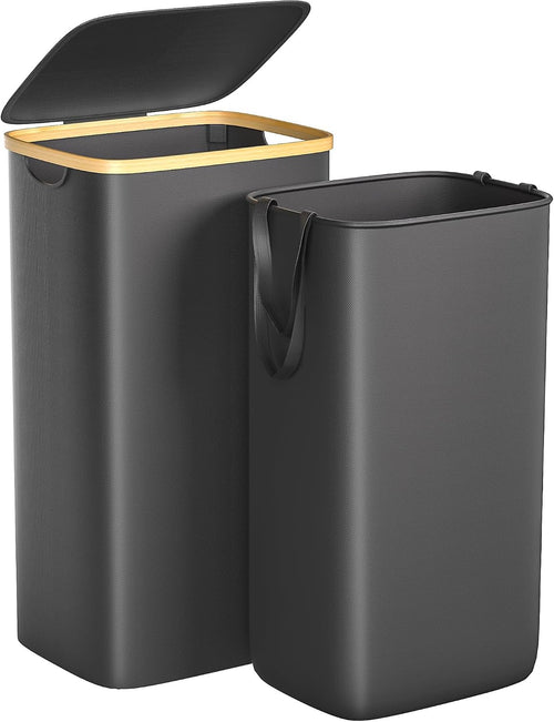 Foluck 100L Laundry Hamper with Lid Removable Bag and Bamboo Handles