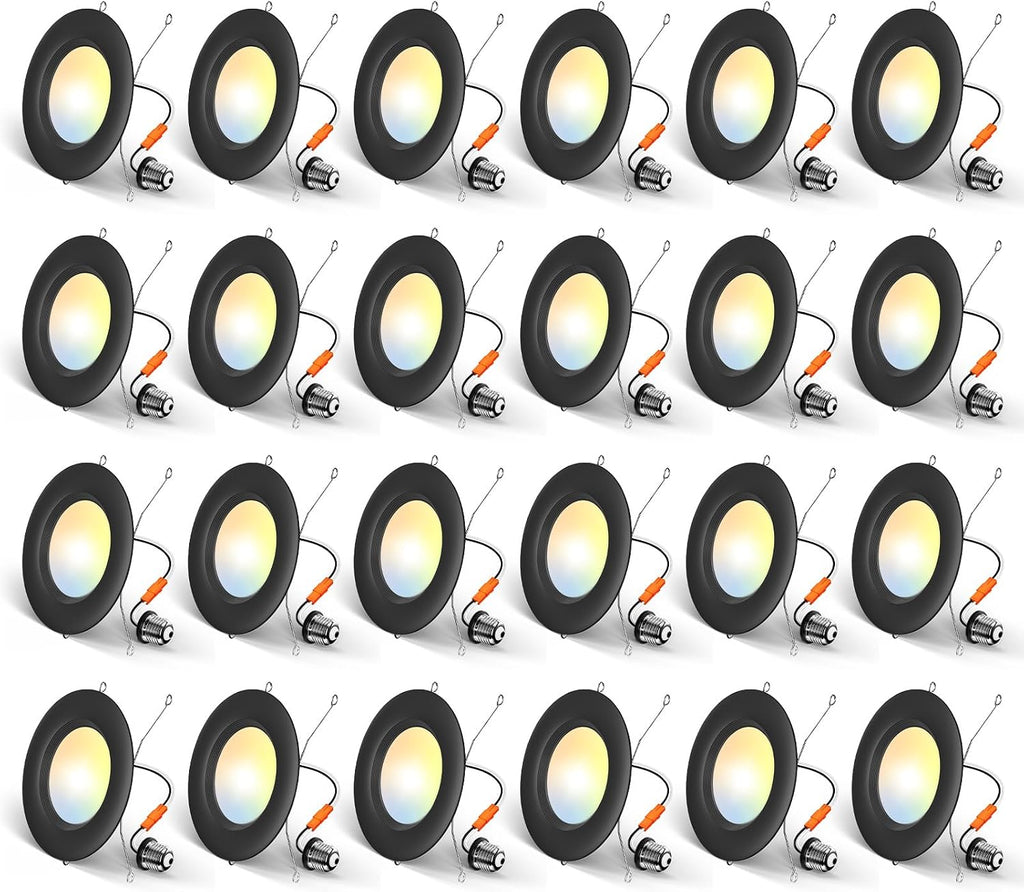 Amico 24 Pack 5/6 inch LED Recessed Lighting, Retrofit Can Lights, White