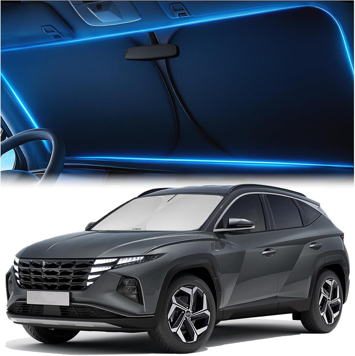 Magnelex Windshield Sun Shade for GMC Sierra 1500 2500 3500 (SLT AT4 Denali) 2019-2026, Foldable Car Window Sunshade, Heat & UV Visor Cover, Reflective Front Shades Accessories