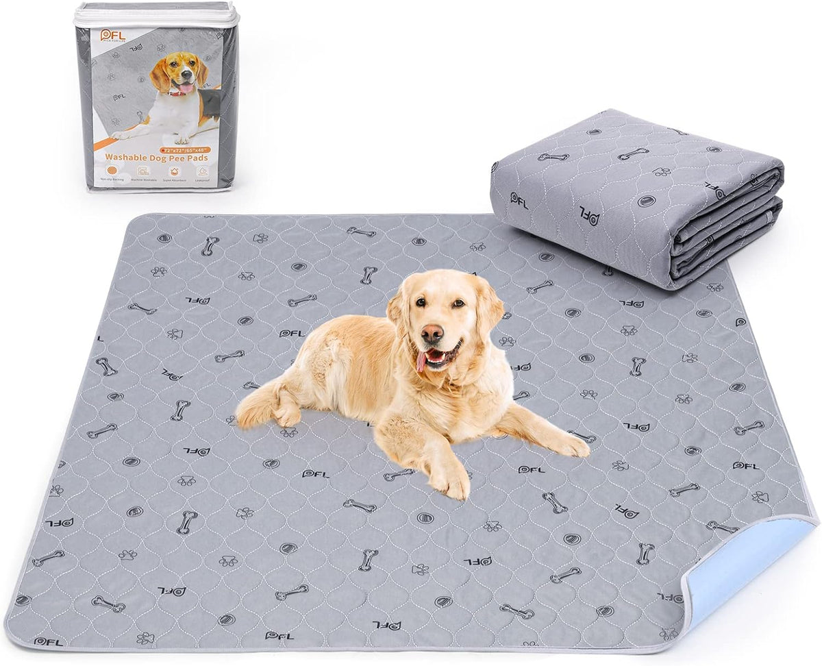 Washable Pee Pads for Dogs, 2Pack Puppy Pads Washable with Bone Print,Absorbent Reusable Whelping Pads Non-Slip Dog Mats for Floor Protector, Couch Cover, Crate, Potty Training 31x36 | Reusable, Waterproof, Machine Washable Dog Pads for Whelping, Potty Tr