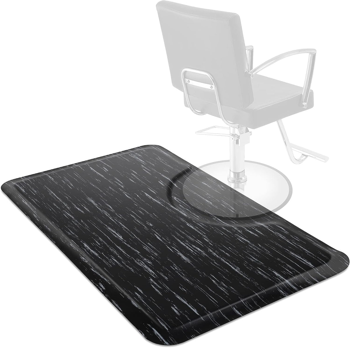 Saloniture 3 ft. x 5 ft. Salon & Barber Shop Chair Anti-Fatigue Floor Mat - Black Rectangle - 1/2 in. Thick