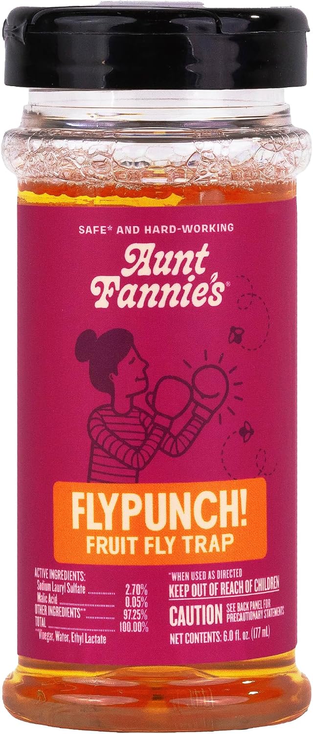 Aunt Fannie's FlyPunch Fruit Fly Trap, Indoor Kitchen Use, 6 oz, Pack of 2
