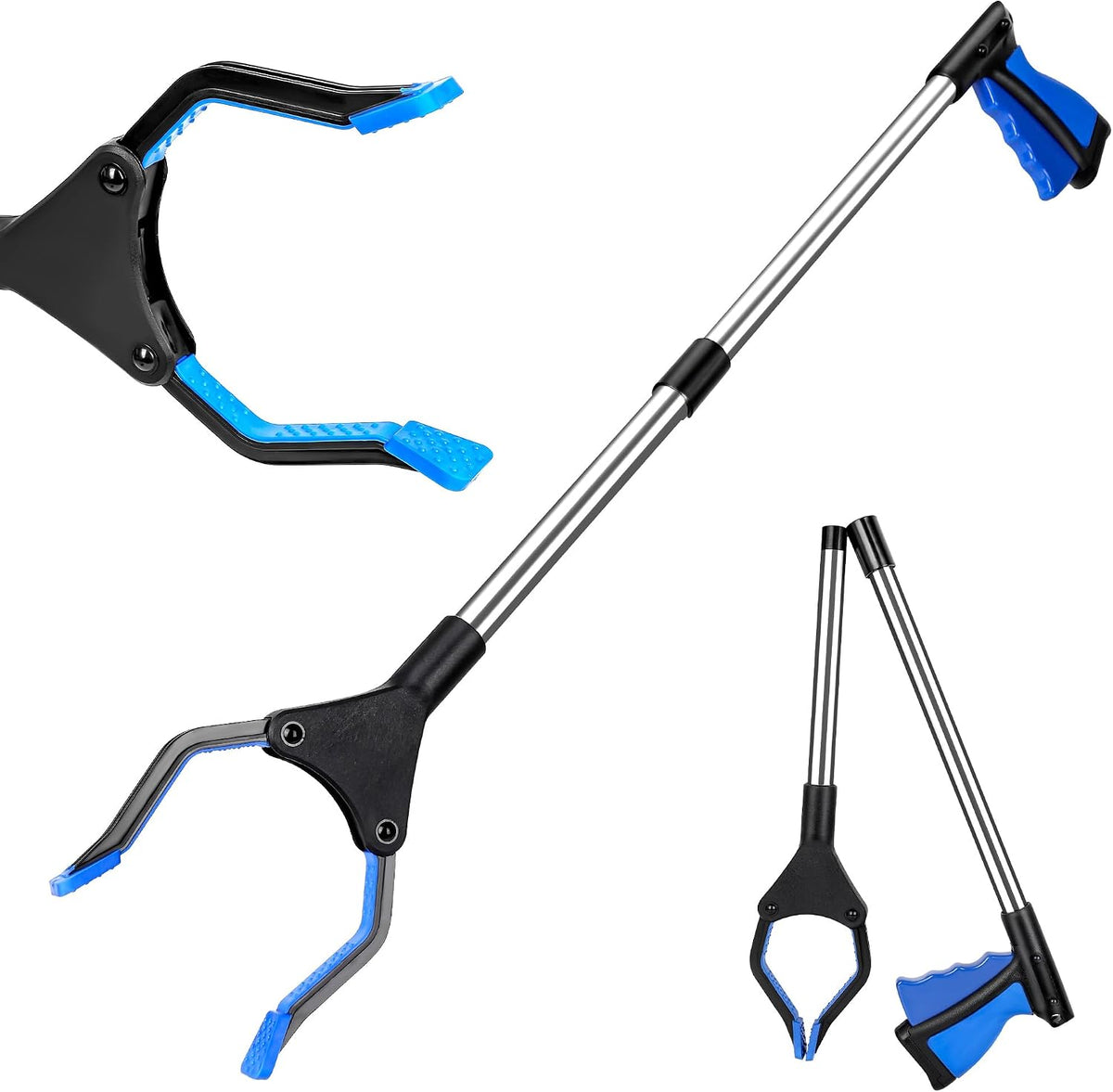 Reacher Grabber Pickup Tool, 32 Inch Grabber Reacher Tool for Seniors, Foldable Reaching Aid with 4.3 Inch Wide Jaw, Trash Picker Upper Grabber, Lightweight Mobility Aid for Elderly