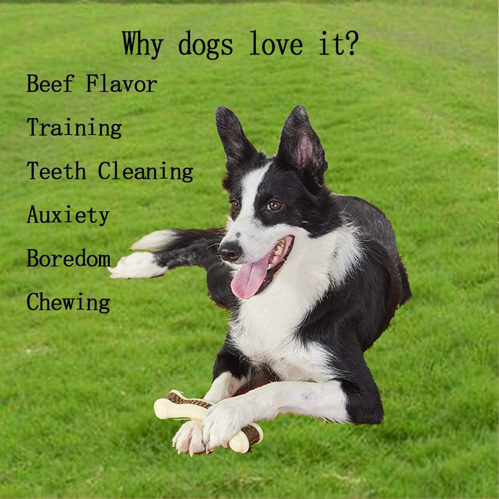 Dog Chew Toys for Aggressive Chewers Large Breed,2 Pack Beef Flavor Indestructible Dog Teething Chew Toys Bones for Large/Medium/Small Puppies,Pet Toy with Nylon