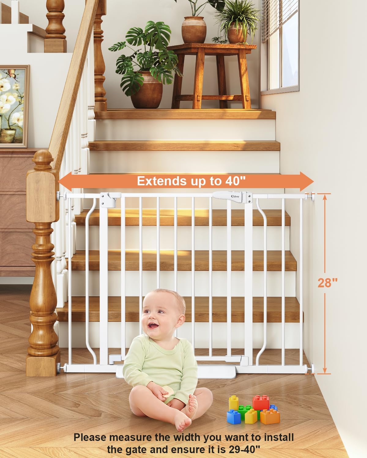Baby Gate Auto Close, 29"-40" Dog Gate Indoor for Stairs & Doorways
