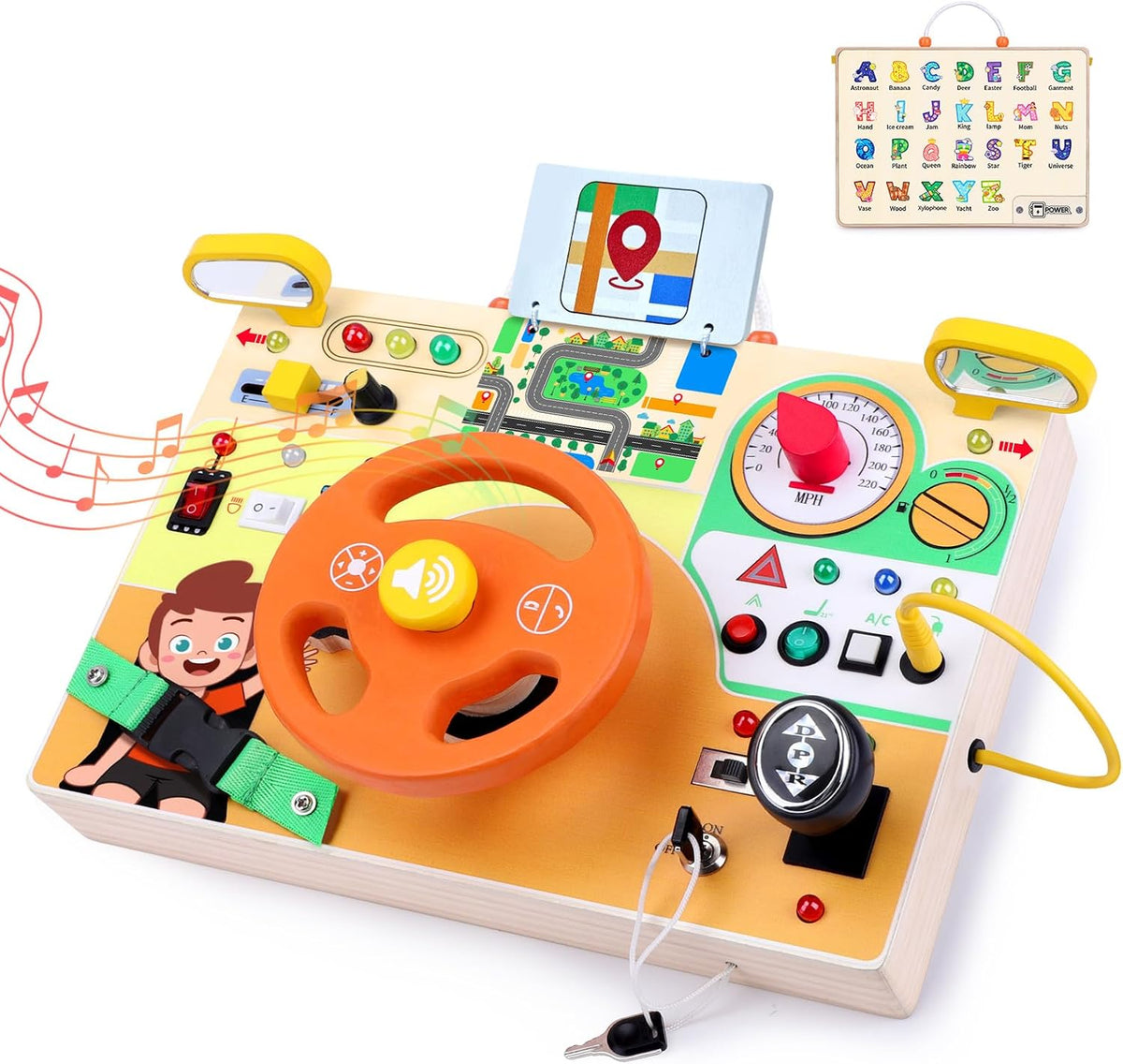 Grarain Busy Board for Toddlers - Montessori Educational Toy for 1-3 Year Old Boys & Girls | Travel-Friendly Sensory Learning Activity | Ideal for Kids with Autism(Clocks Busy Board)