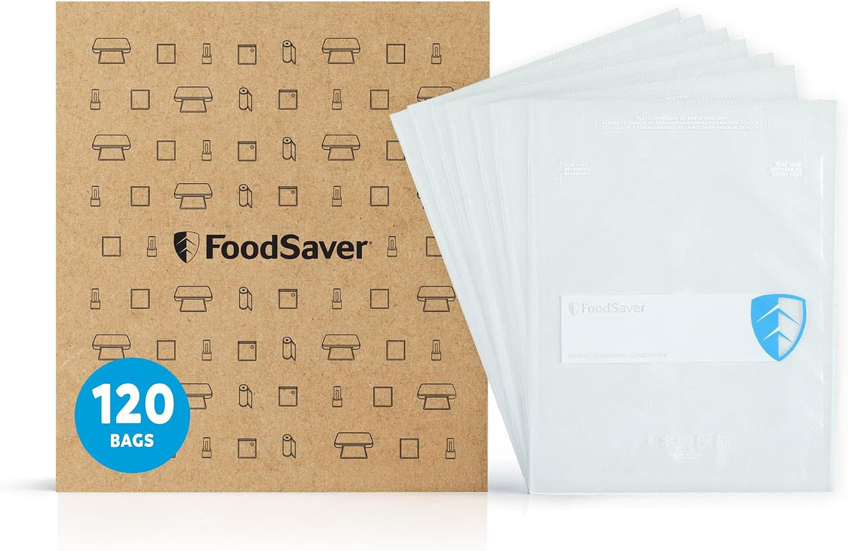 FoodSaver Quart Pre-Cut Vacuum Seal Bags, Easy Use Vacuum Storage Bags, Align to Seal and Tear to Open Vacuum Sealer Storage Bags, 43 Pack