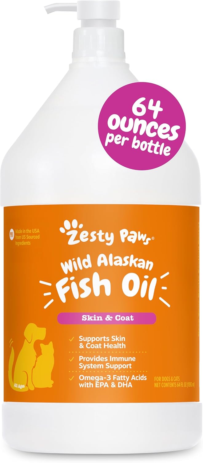 Zesty Paws Fish Oil for Dogs & Cats - Omega 3 for Dogs, 32 oz