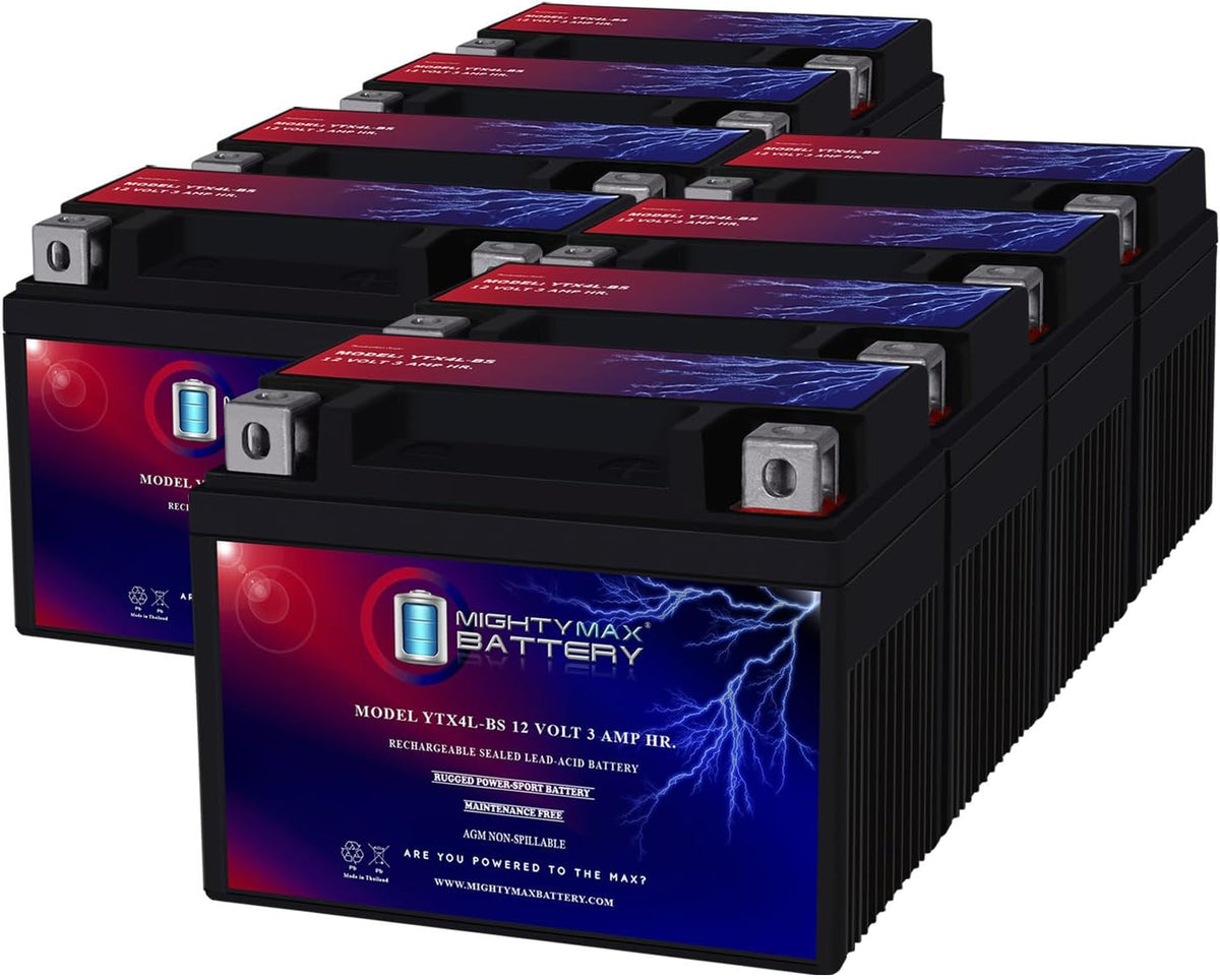 Mighty Max Battery YTX4L-BS - 12 Volt 3 AH, 50 CCA, Rechargeable Maintenance Free SLA AGM Motorcycle Battery
