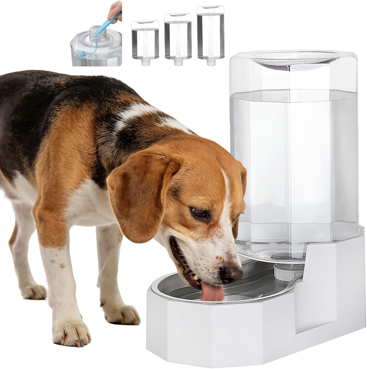 Sfozstra 5L Cat Gravity Water Bowl Dispenser: Stainless Steel Bowl | No Power Needed / No Filter Required / Spill Proof Design / Easy Cleaning / Cats & Small Dogs / Home Crate Area & Travel