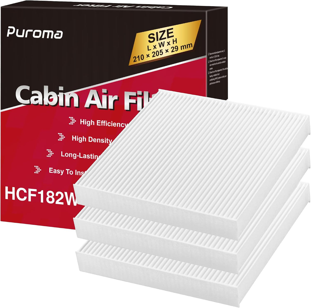 Puroma 1 Cabin Air Filter Multi-Layer for CP182 CF11182 Honda Acura MDX RDX