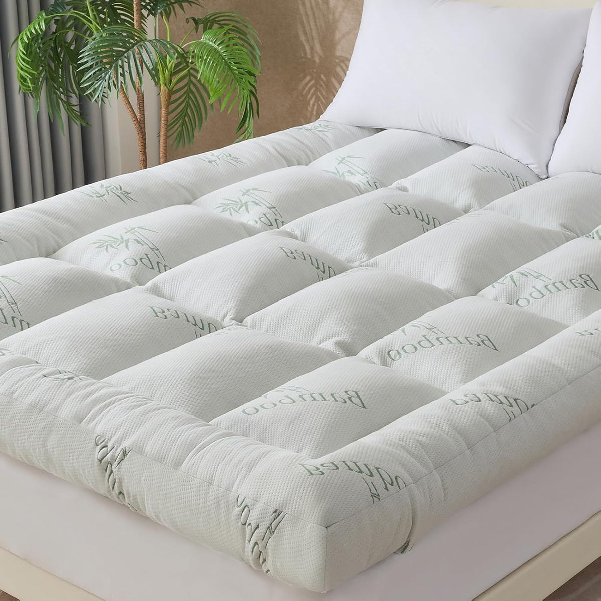 WhatsBedding 4 Inch Memory Foam Mattress Topper Queen for Back Pain Relief, Filled with Breathable Gel Memory Foam