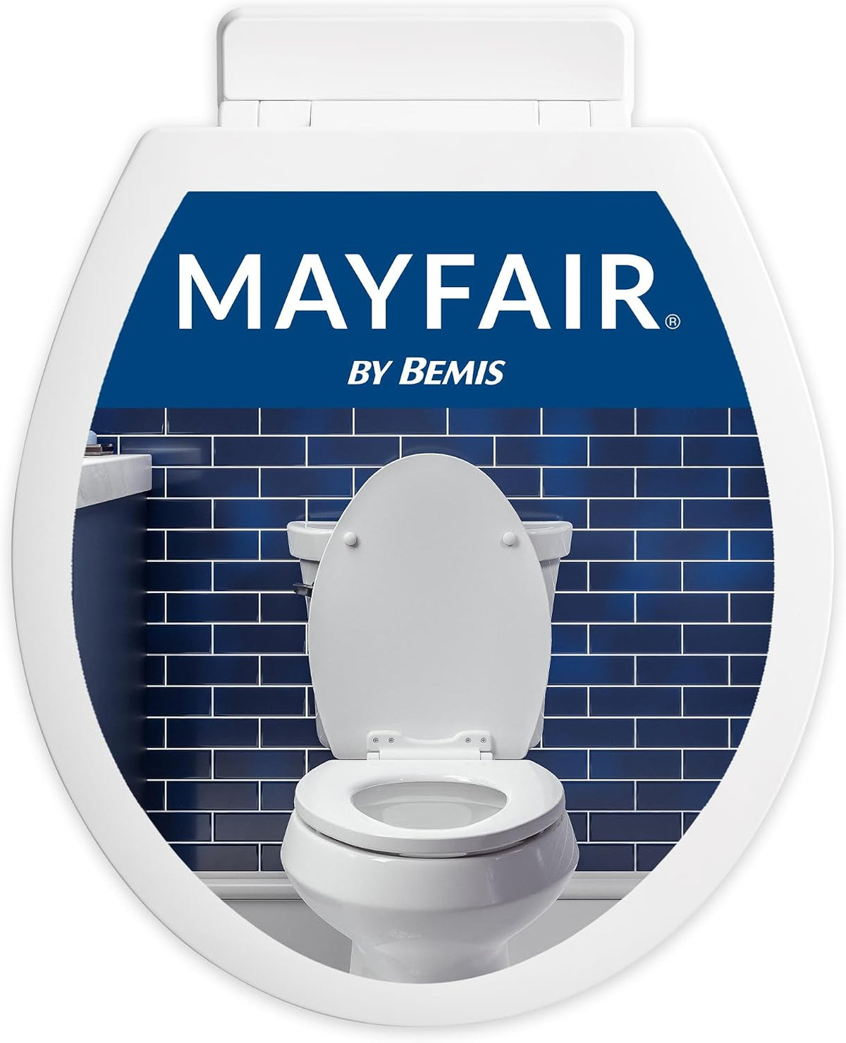Mayfair Linden Slow Close Toilet Seat, Non Slip Heavy Duty Wood, Easy Install, Elongated, White