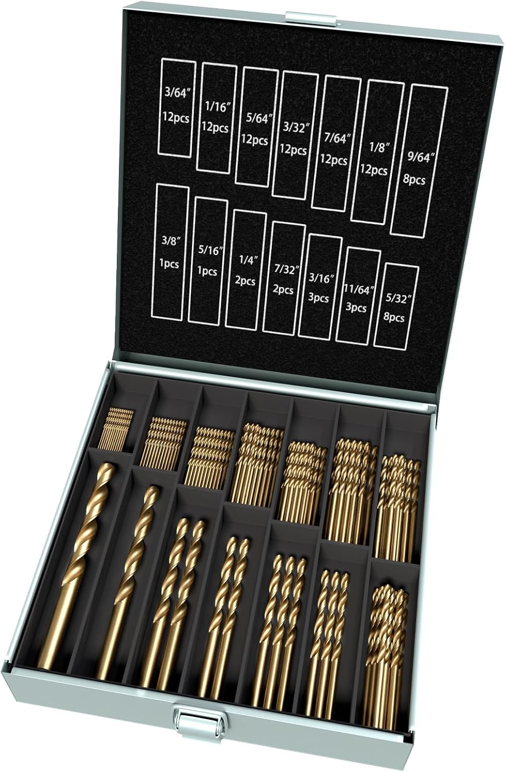 13Pcs(1/16"-1/4") Cobalt Drill Bit Set M35 HSS Jobber Length