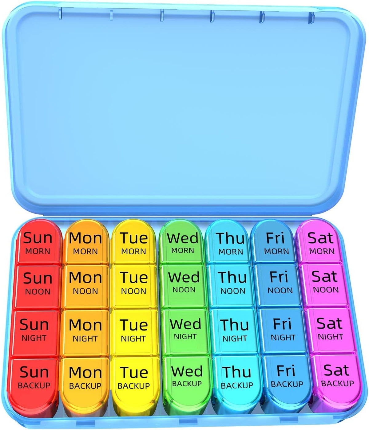 Odaro Weekly Pill Organizer 4 Times A Day, Daily Pill Box 7 Day, Black