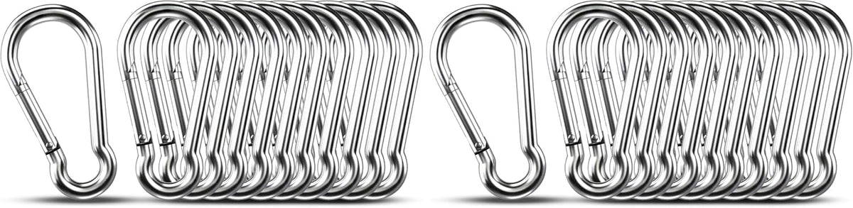 Small Carabiner Clip Hooks, 10pcs 1.57 inch Carabiners Heavy Duty, 304 Stainless Steel Spring Snap Hook Fits Camping Hiking, Metal Clips for Rope Chain Keychain Keys Rings