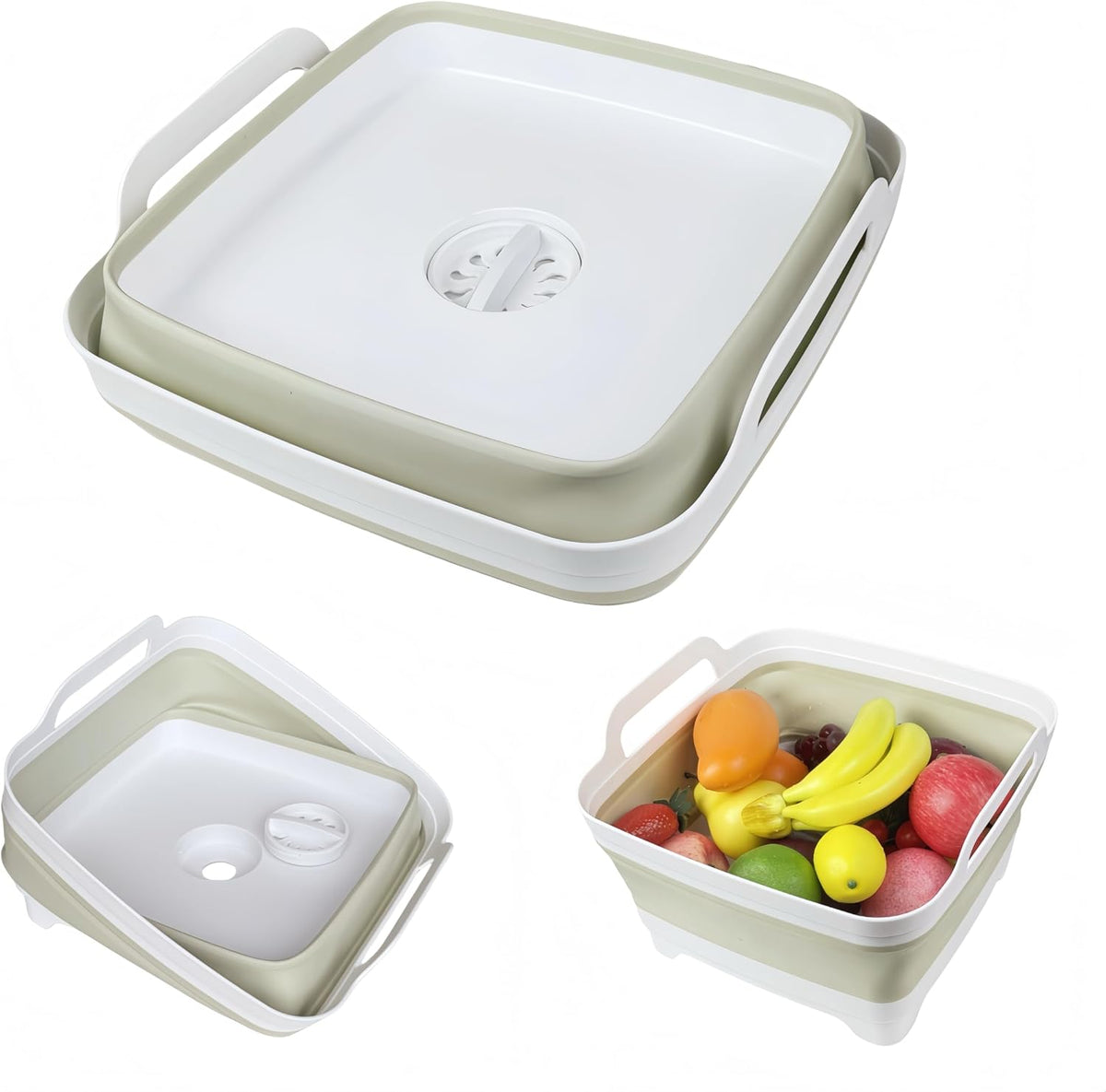 GIMWA 2.4Gal Collapsible Dish Basin with Drain Plug, Baby Bottle Wash Basin