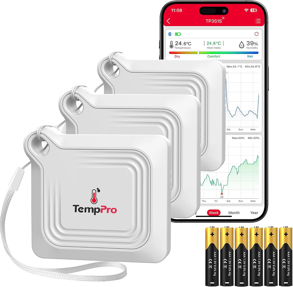 TempPro TempAir Bluetooth Thermometer Hygrometer, 260 ft Temperature Sensor