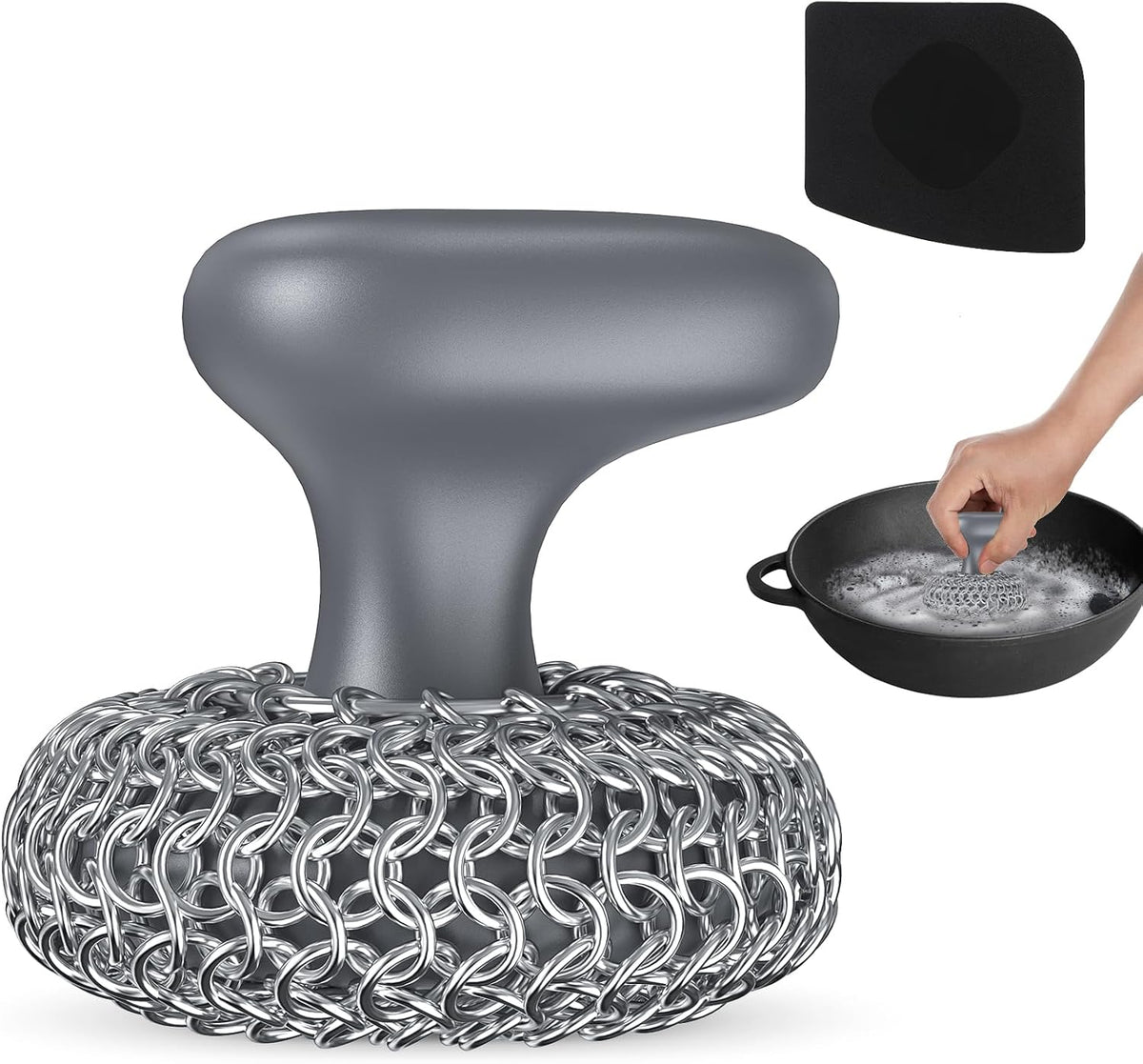 Cast Iron Scrubber Dish Scrub Brush 316 Chainmail Scrubber for Cast Iron
