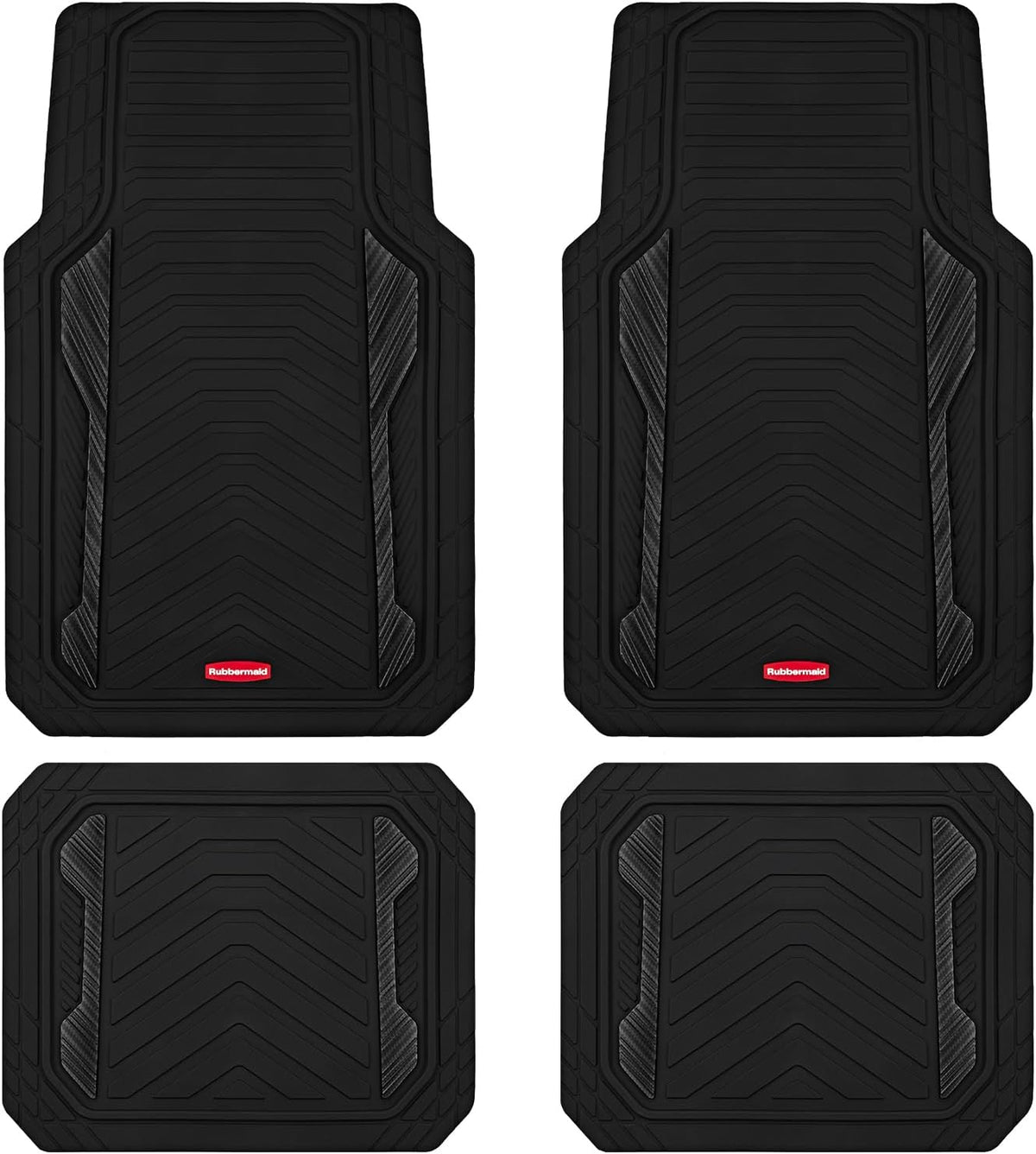 Rubbermaid Car Floor Mat, Heavy Duty All-Weather Car Mats Full Set with Dual-Tone Pink Aluminum Inserts – Universal Fit, Anti-Slip Backing, Trim-to-Fit for Most SUV, Sedan, Van