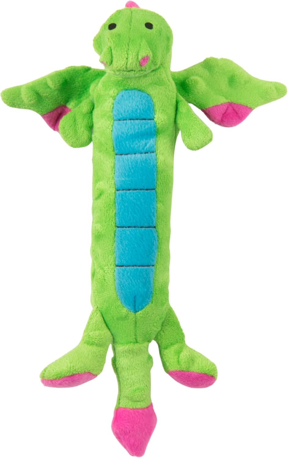 goDog Bubble Plush Dragons Squeaky Dog Toy, Chew Guard Technology - Coral, Large