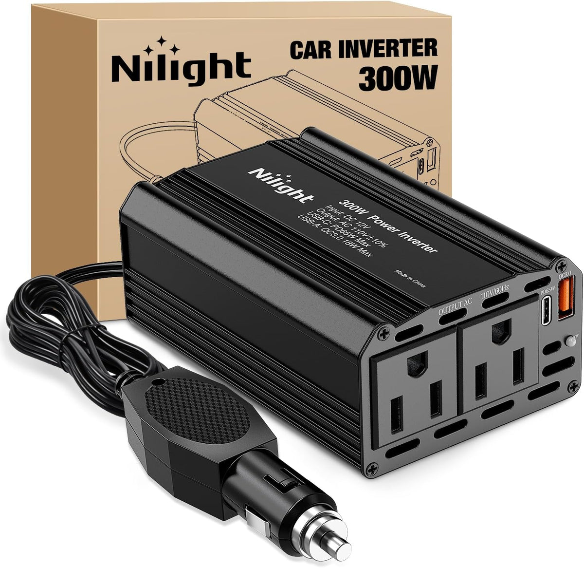 Nilight 10003W 14 Ft Male-to-Female Extension Cord Cable Heavy Duty 12V/24V Car Charger with Cigarette Lighter Socket,2 Years Warranty, red