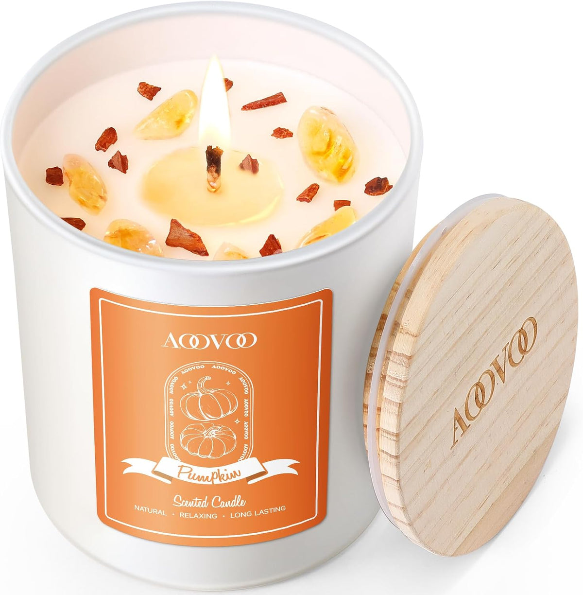 AOOVOO Lavender Scented Candles for Women - Aromatherapy Candle with Crystals Inside, 10oz Soy Candles for Home Scented, Birthday Gifts Mothers Day Candle for Women Mom