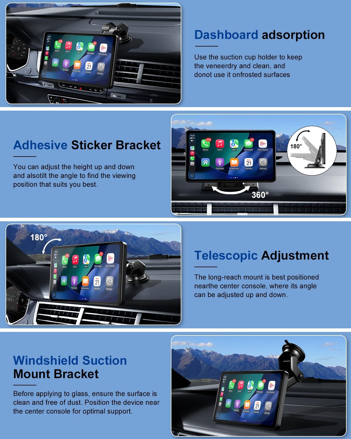 Carplay Screen for Car, 7" Wireless Apple Carplay & Android Auto