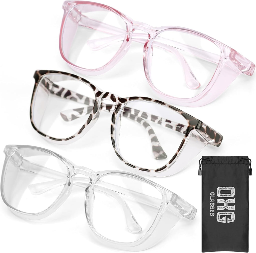 OXG 3 Pack Safety Glasses Goggles for Women, Anti Fog Clear Safety Glasses