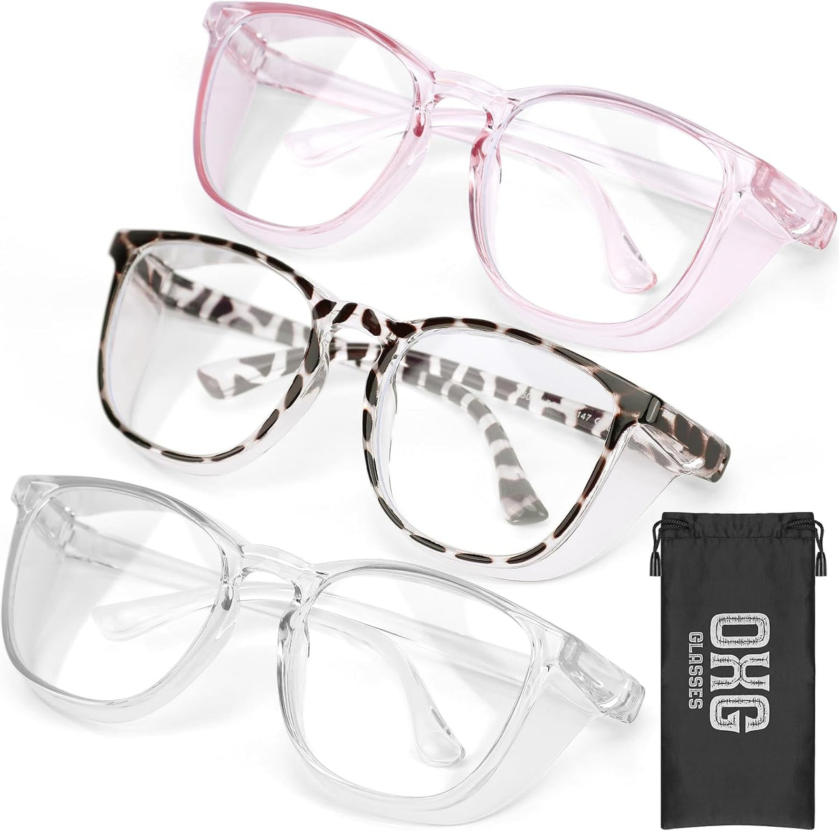 OXG 3 Pack Safety Glasses Goggles for Women, Anti Fog Clear Safety Glasses