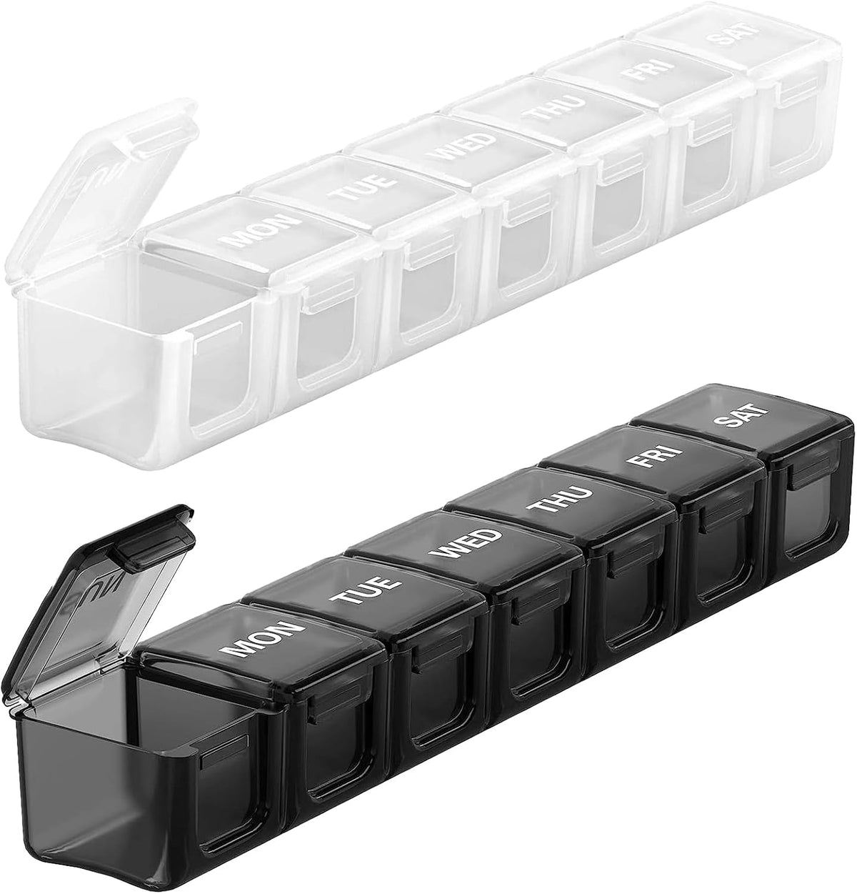 Sukuos Extra Large Weekly Pill Organizer, 7 Day Daily Pill Box Case Easy to Open, Silkscreen Printed Medicine Container with Clear Lid for Vitamins, Fish Oils or Supplements