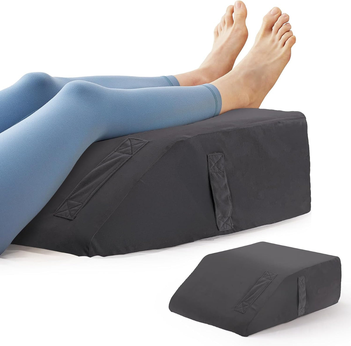 BIEEZZK Leg Elevation Pillow Blood Circulation, 23.6×16.8×8in, White/Grey