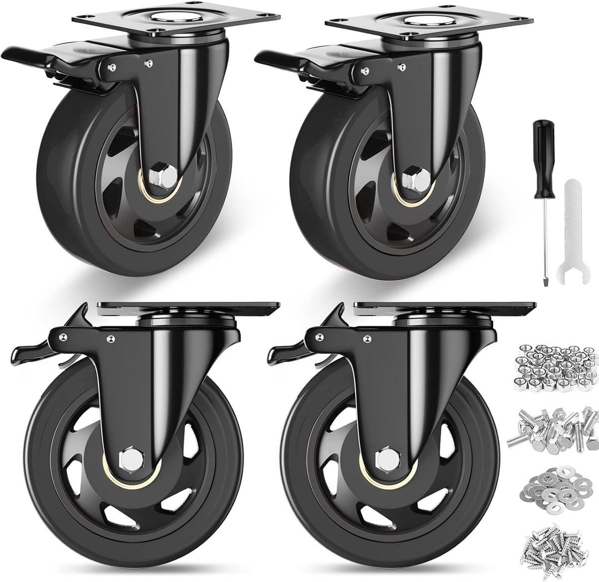 YUPEZOP 4 Inch Caster Wheels, Casters Set of 4 Heavy Duty with Brake