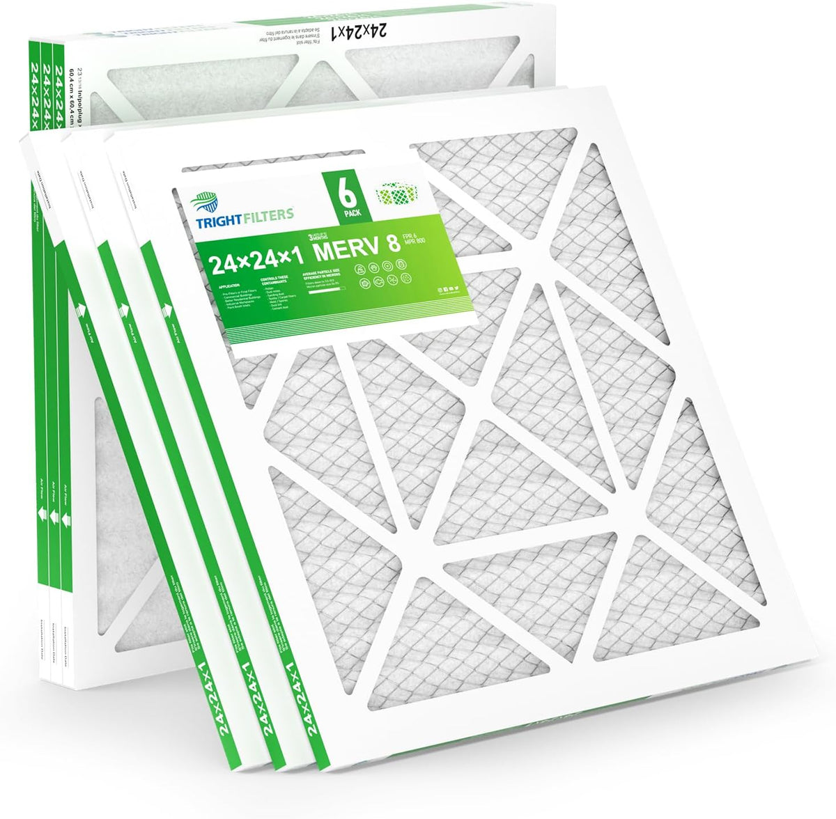 TRIGHTFILTERS 12x12x1 Air Filter 6 Pack, MERV 8 Pleated Home HVAC AC Filter