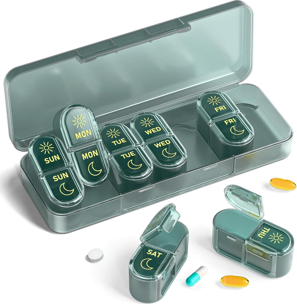 Pillex Weekly Pill Organizer 2 Times a Day, AM PM Pill Box Organizer 7 Day