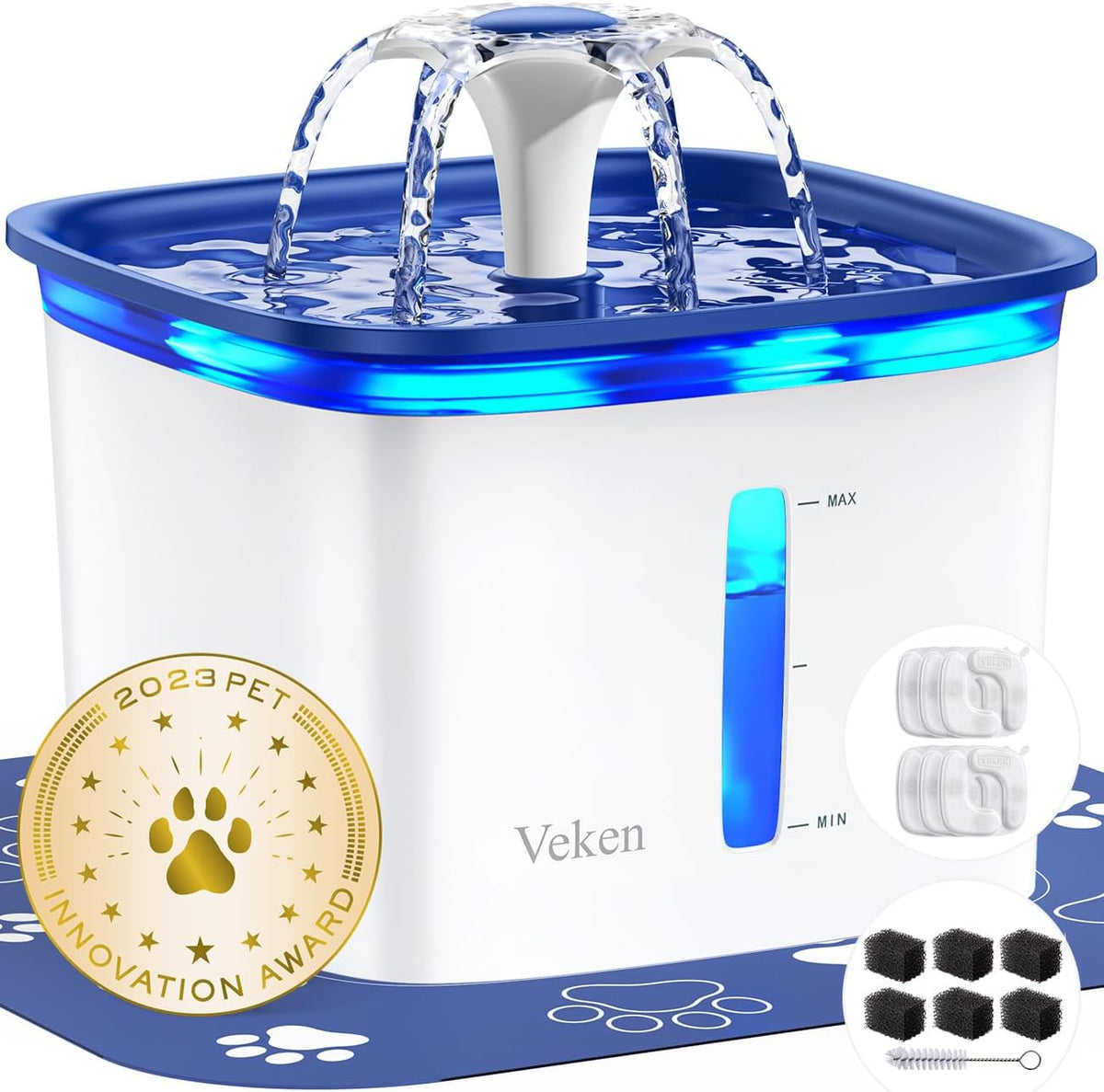 Veken Innovation Award Winner 95oz/2.8L Cat Water Fountain