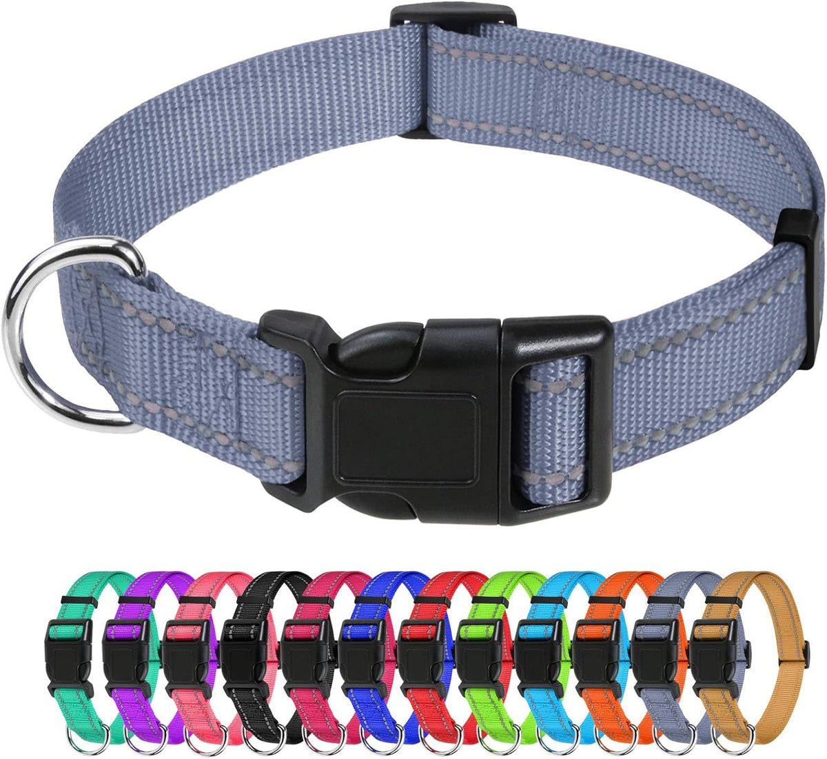 TagME Small Dog Collar, Reflective Puppy Collar, Sky Blue, 3/8" Width