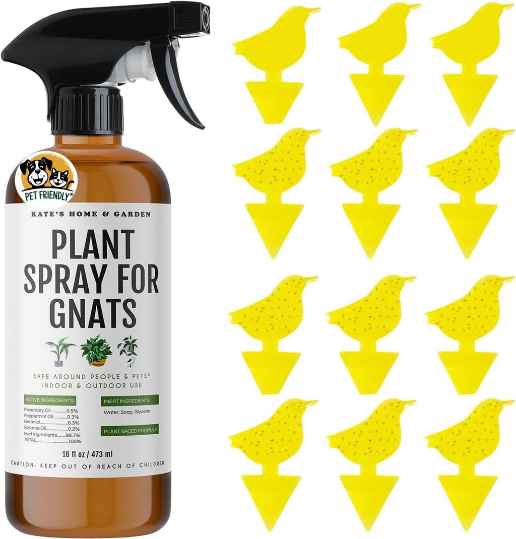 Kate's Home & Garden Plant Spray for Insects & Gnats, 12 Sticky Traps, 16oz